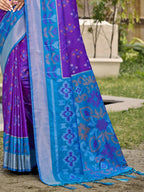 Shree Shyam Fashion Pochampalli Silk Violet Saree | Grocsy