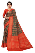 Vamika Red Printed Art Silk Saree | Grocsy