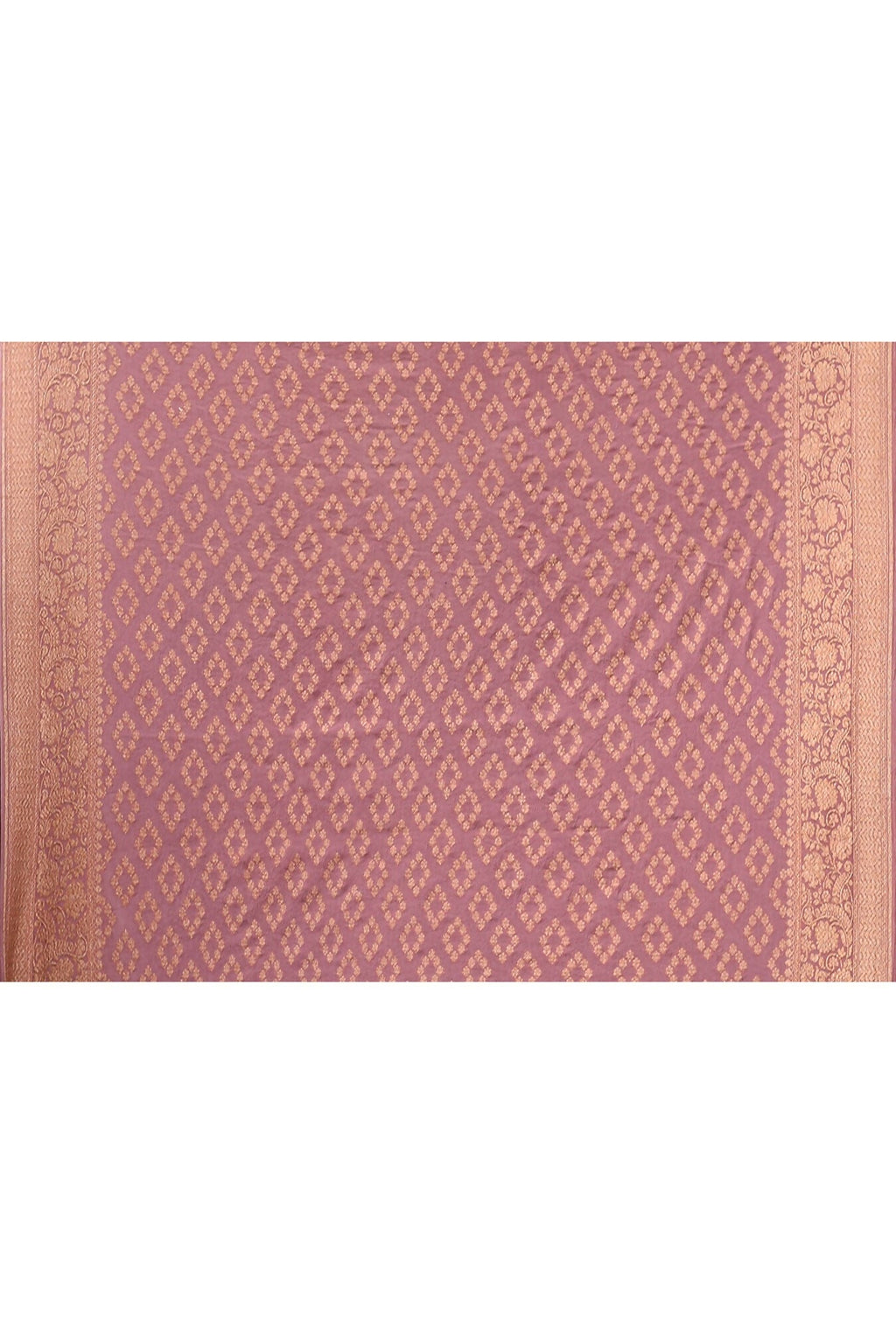 Joban Fashion Ivory And Dusty Rose Crepe Chiffon Pure Handloom Banarasi Silk Saree | Grocsy