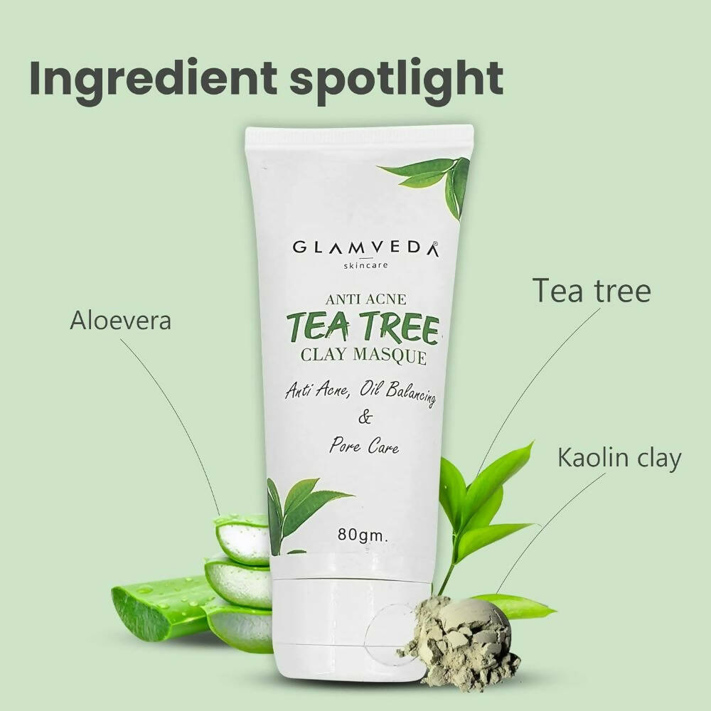 Glamveda Tea Tree Anti Acne Mud Mask | Grocsy