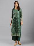 Sea Green Chinon Digital Printed With Hand Work Kurta - Himanshi | Grocsy