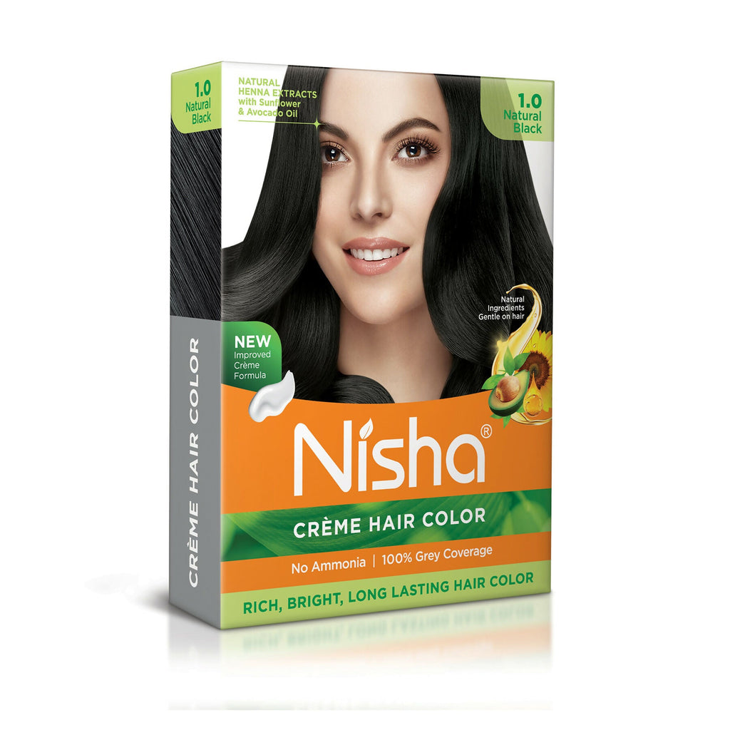 Nisha Creme Hair Color for Women - Natural Black | Grocsy