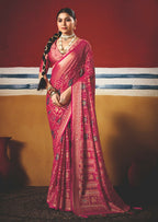 Joban Fashion Pink Dull Moss Brasso Saree | Grocsy