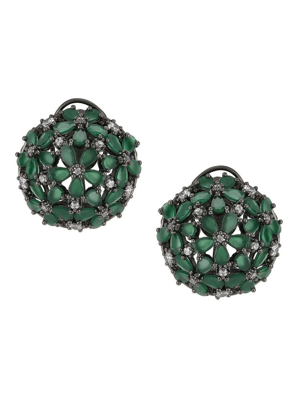Diamond & Green Stone Earrings- Ruby Raang | Grocsy