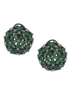 Diamond & Green Stone Earrings- Ruby Raang | Grocsy