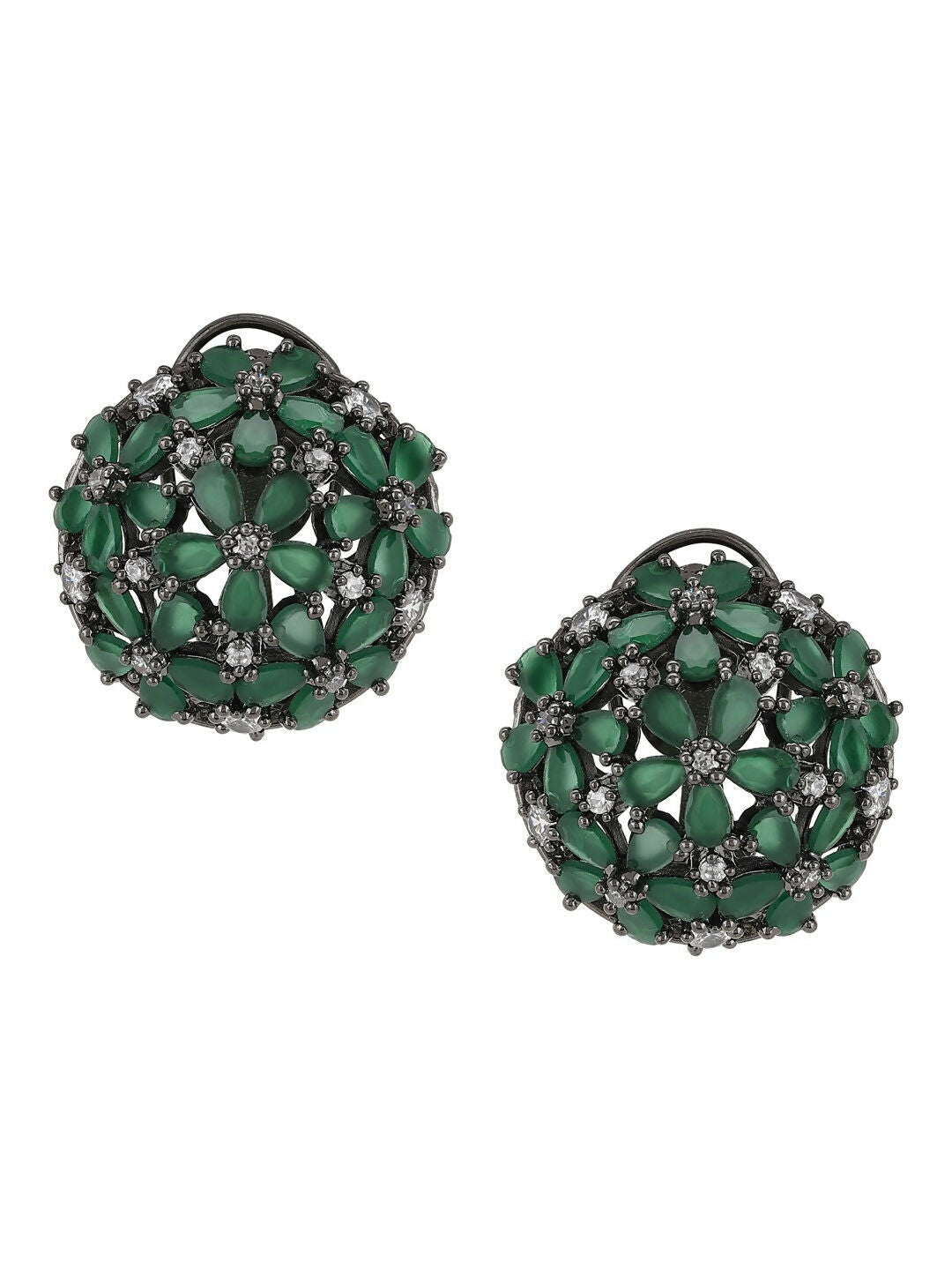 Diamond & Green Stone Earrings- Ruby Raang | Grocsy