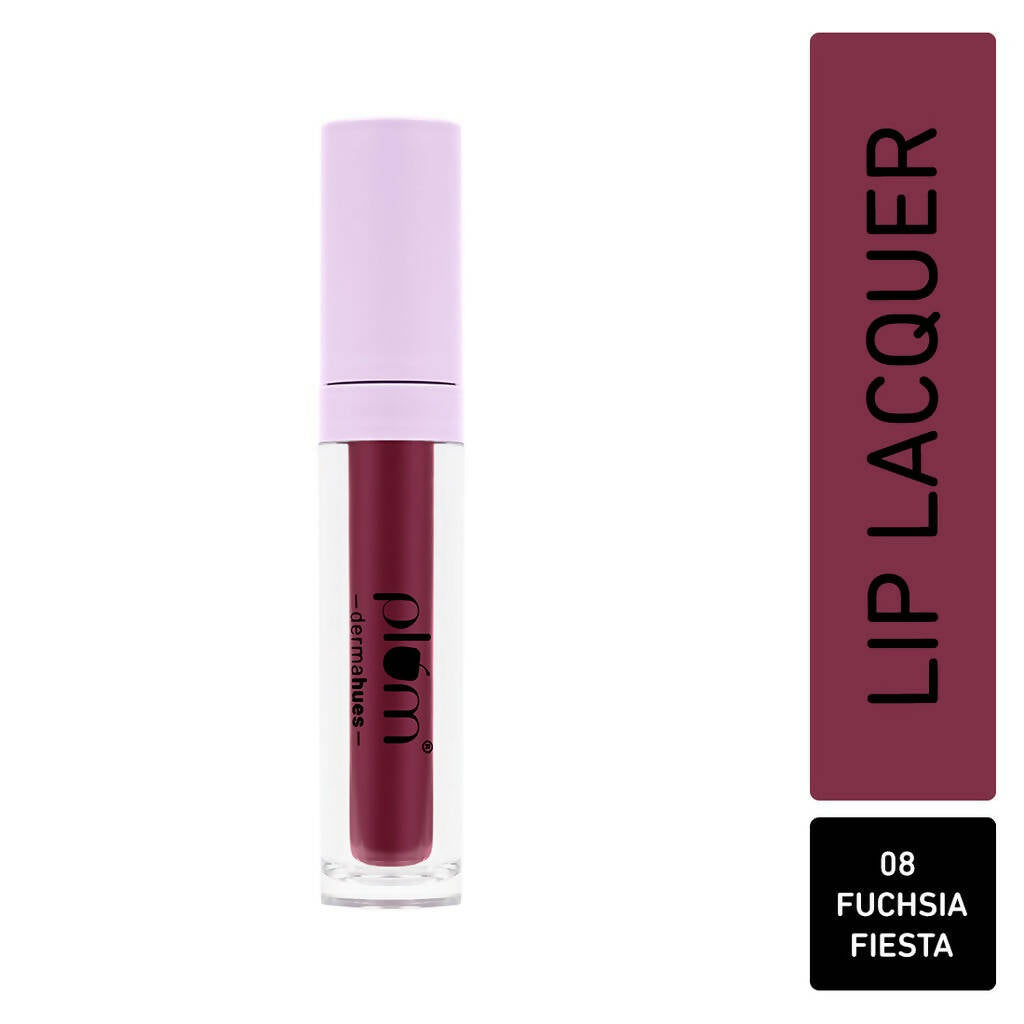 Plum Glassy Glaze Lip Lacquer 3-in-1 Lipstick + Lip Balm + Gloss 08 Fuchsia Fiesta | Grocsy