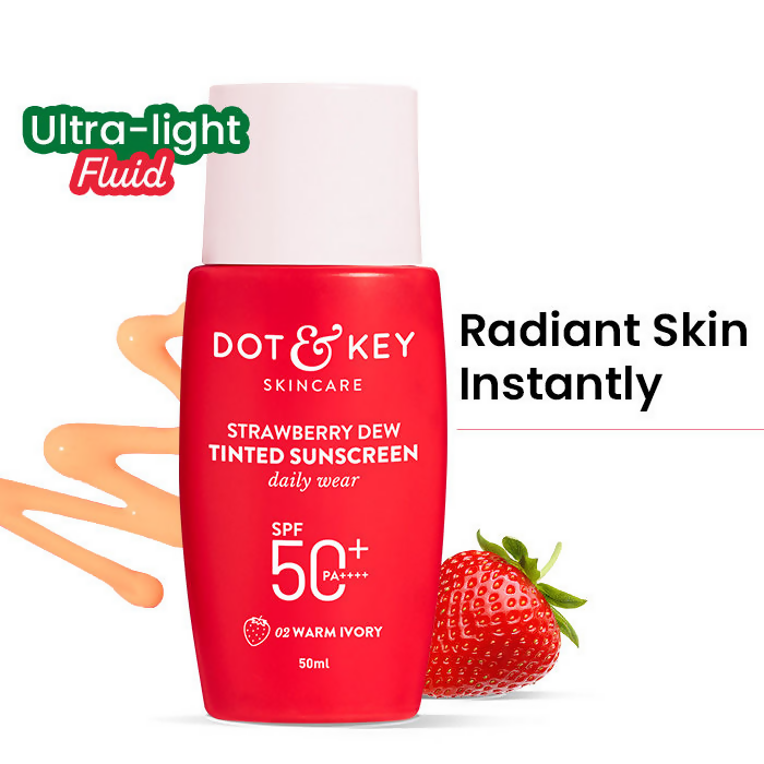 Dot & Key Strawberry Dew Tinted Sunscreen SPF 50+ PA++++ - 02 Warm Ivory | Grocsy