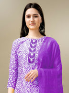 Jyoti Fashion Women's Purple Rayon Embroidery & Sequence work Kurta with Trouser & Dupatta | Grocsy