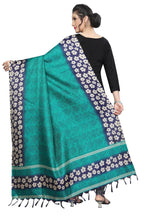 Vamika Rama Green Small Flowers Printed Khadi Bhagalpuri Traditional Dupatta | Grocsy