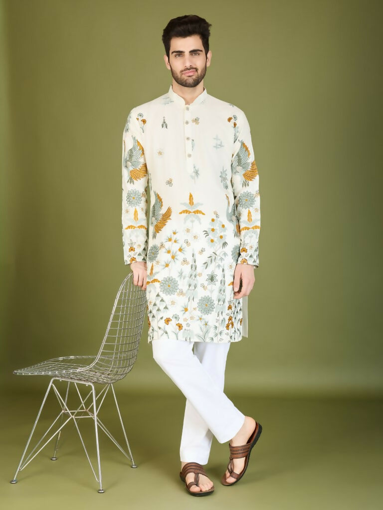 Vastranavya Exclusive Wedding Wear Viscose Rayon Thread Embroidered Work Kurta | Grocsy
