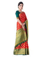 Mimosa Women's Red Kanchipuram Art Silk Saree | Grocsy