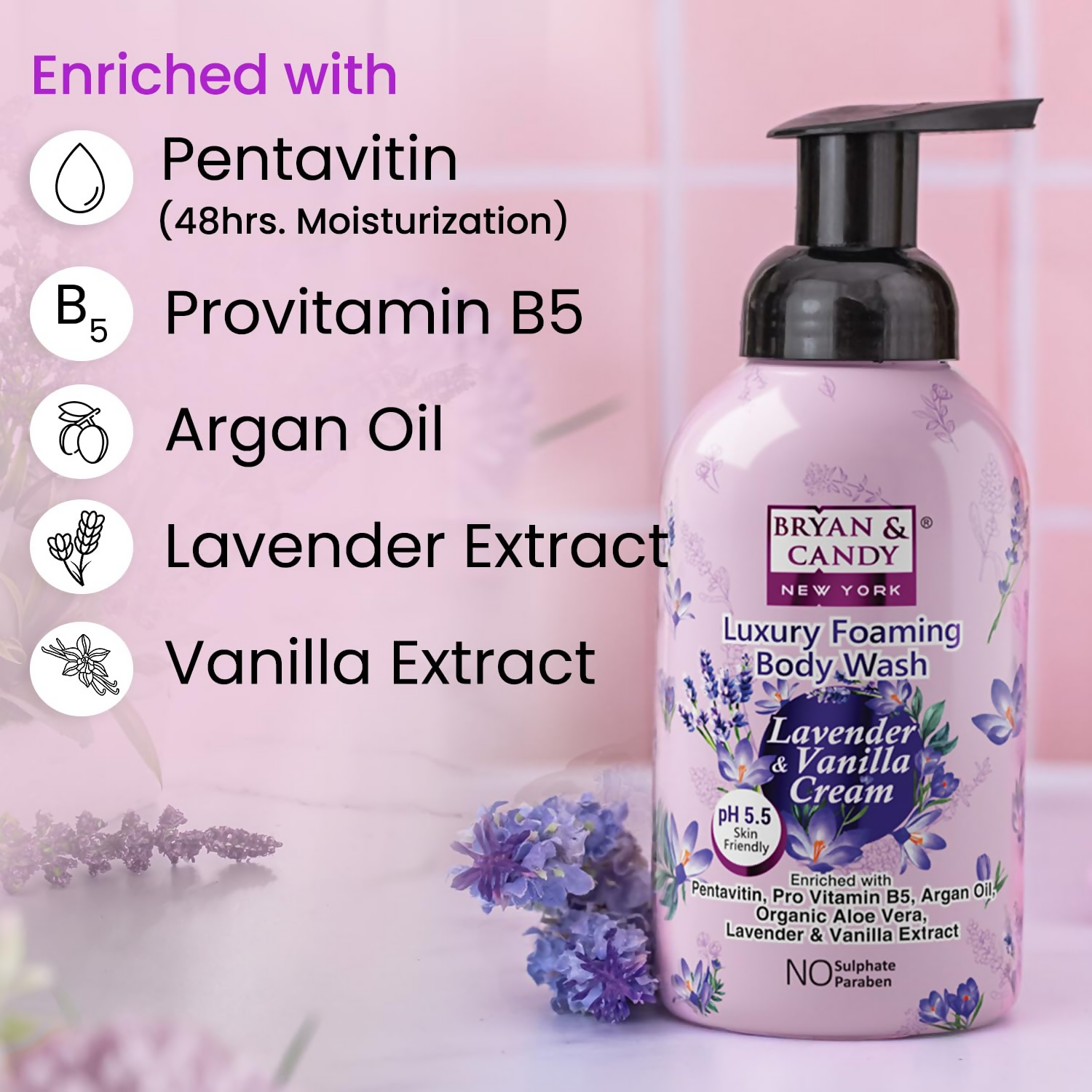 Bryan & Candy Luxury Foaming Body Wash - Lavender & Vanilla | Grocsy