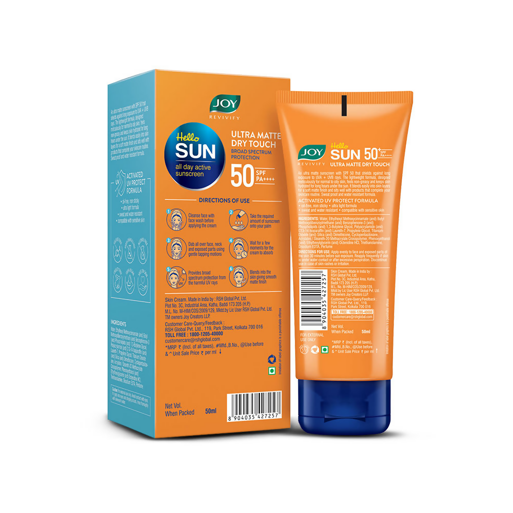 Joy Revivify Hello Sun Ultra Matte Dry Touch Sunscreen With SPF 50 | Grocsy