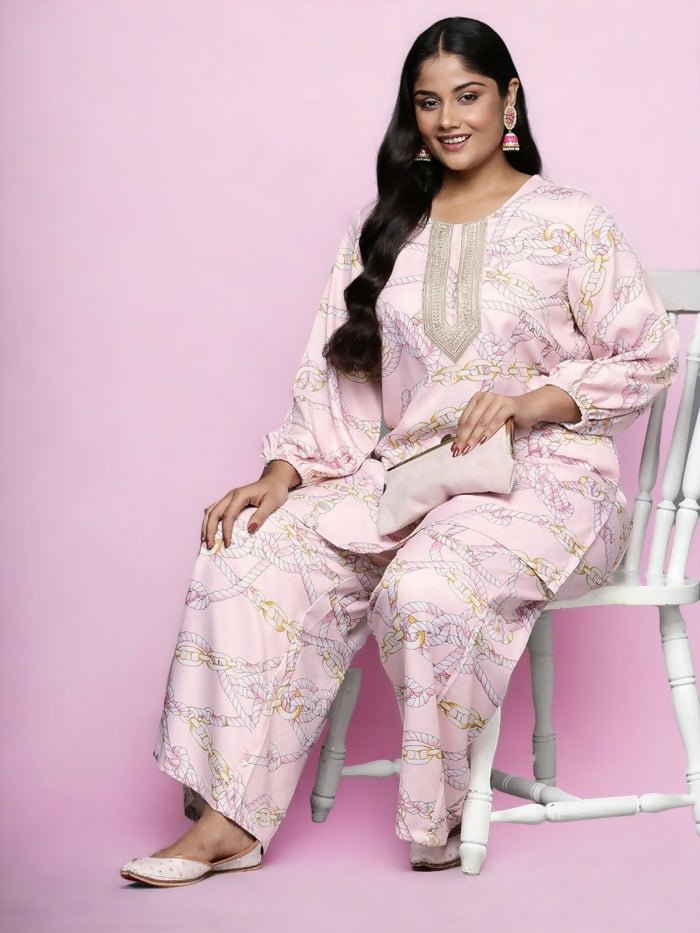 Ahalyaa Women's Traditional wear Tunic - Pink | Grocsy