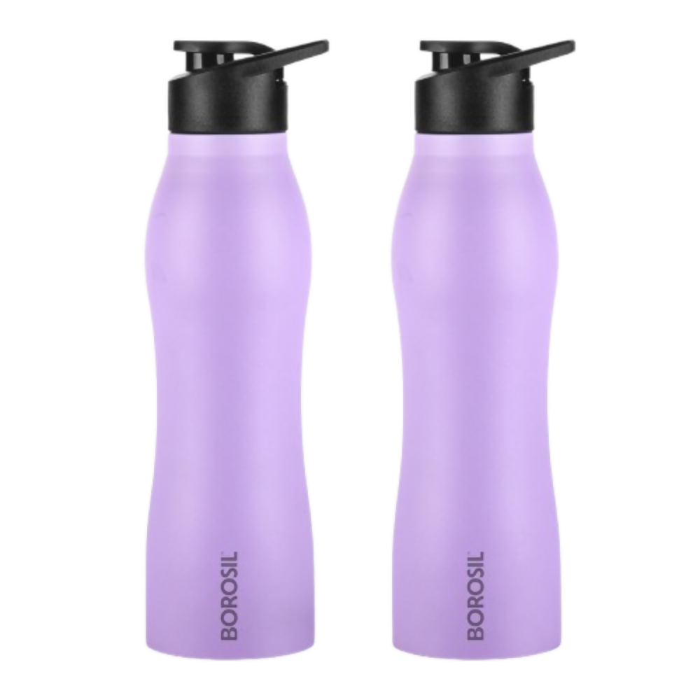 Borosil Hydra Grip Go Stainless Steel Water Bottle - Purple | Grocsy