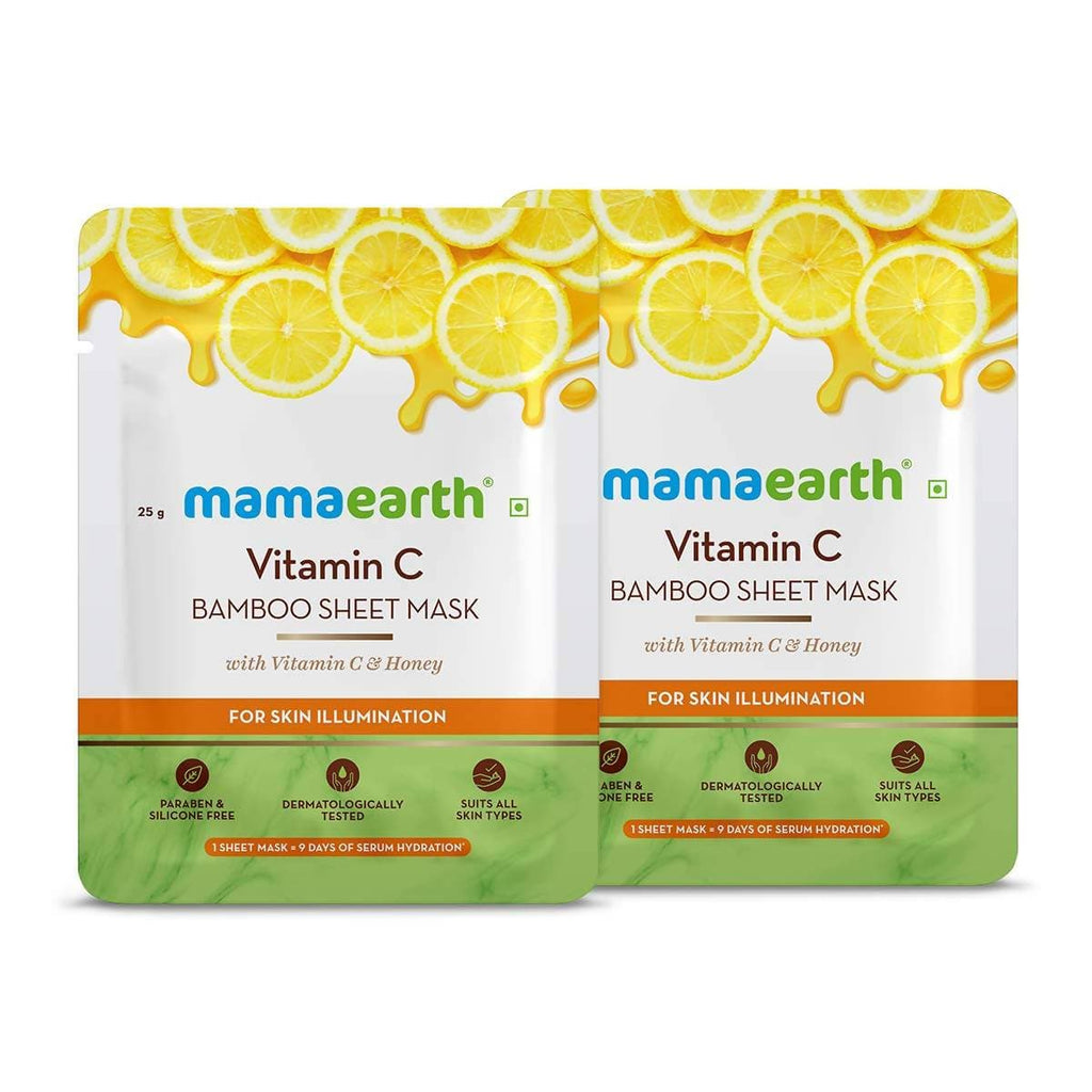 Mamaearth Vitamin C Bamboo Sheet Mask For Skin Illumination | Grocsy