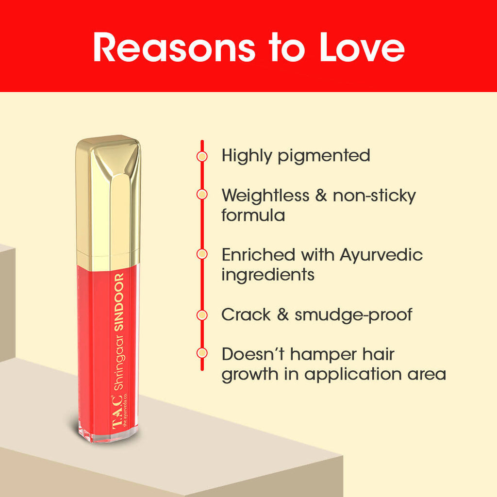 TAC - The Ayurveda Co. 100% Natural Herbal Liquid Sindoor Red | Grocsy