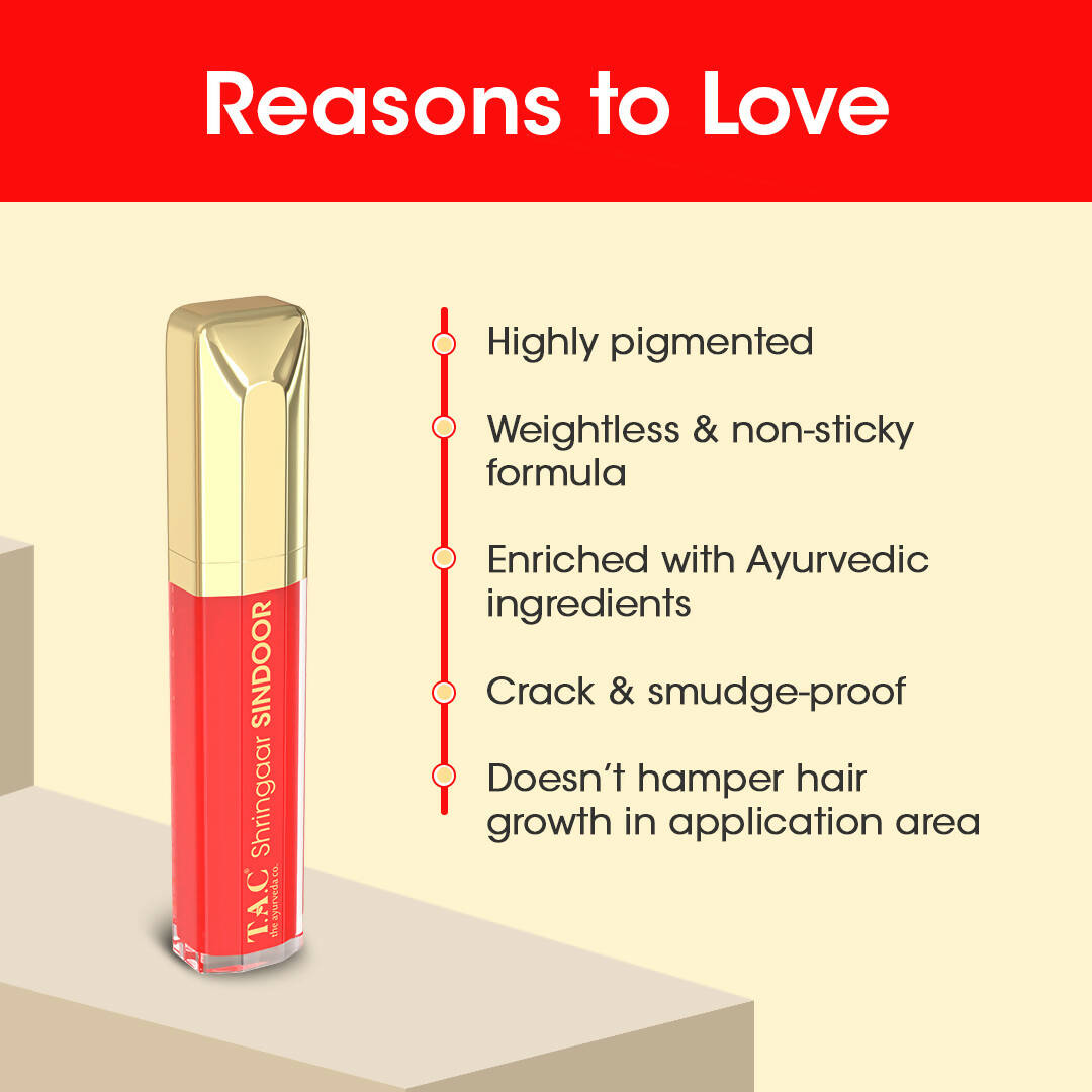 TAC - The Ayurveda Co. 100% Natural Herbal Liquid Sindoor Red | Grocsy