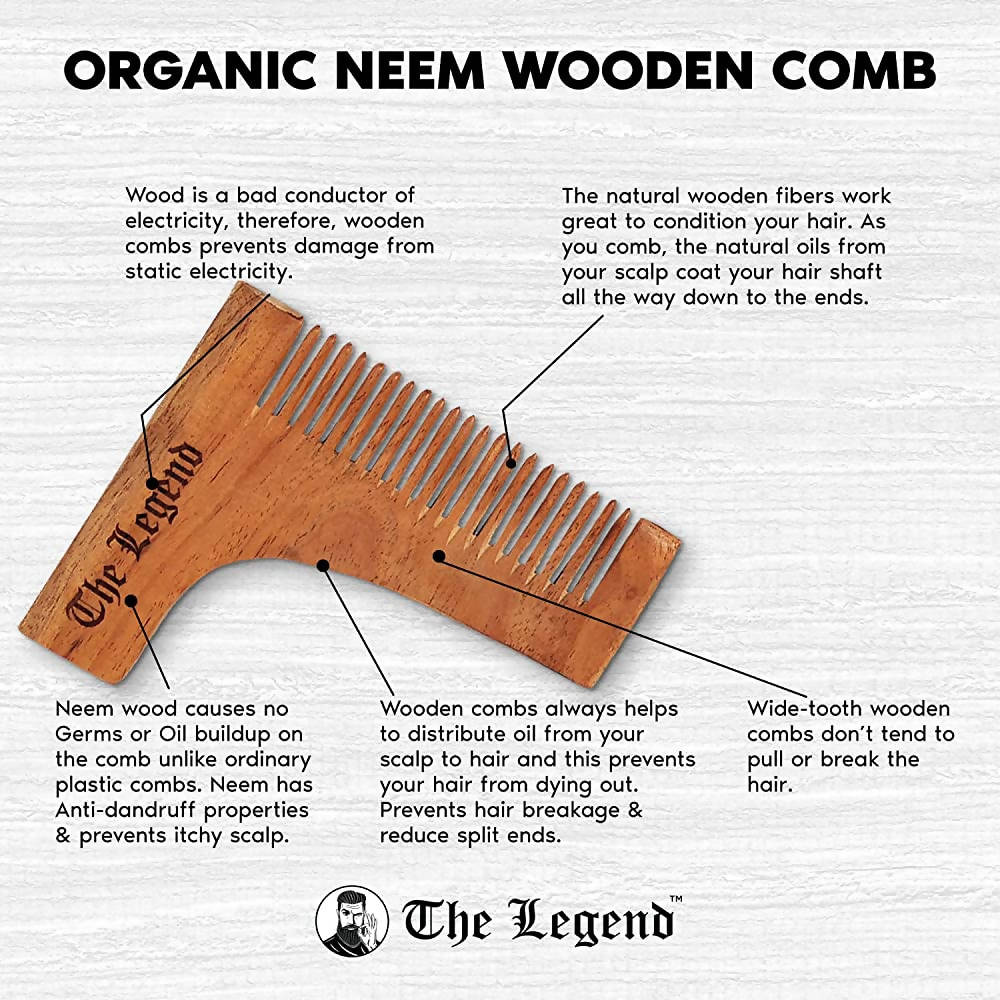 The Legend Organic Pure Neem Wood Comb For Beard Sharping | Grocsy
