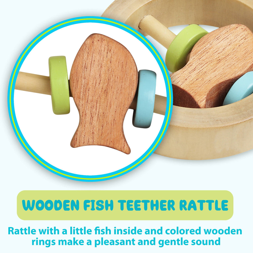 Matoyi Fish Rattle & Color Bowling Pin & Rainbow Stacker & Sheep Teether & Flat Disk Rattle For Kids | Grocsy