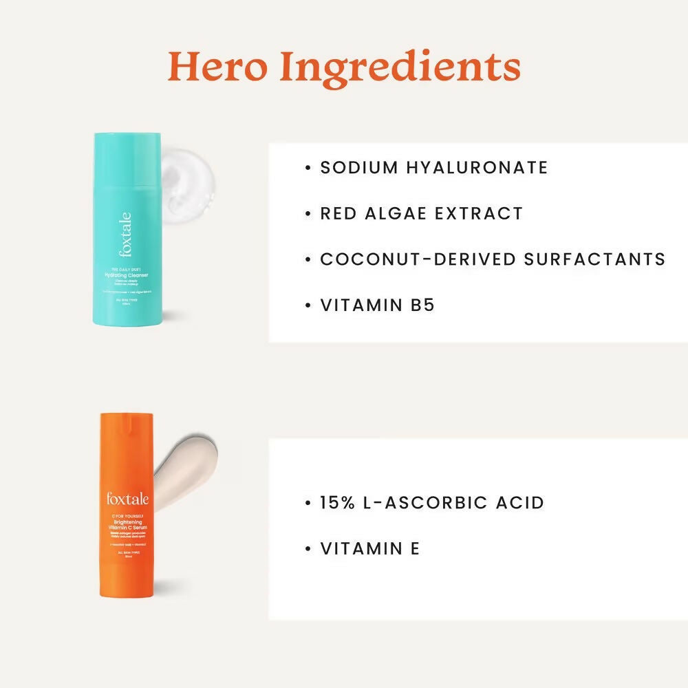 Foxtale CSMS (Cleanser, Serum, Moisturizer, Sunscreen) Flawless Skin Combo | Grocsy
