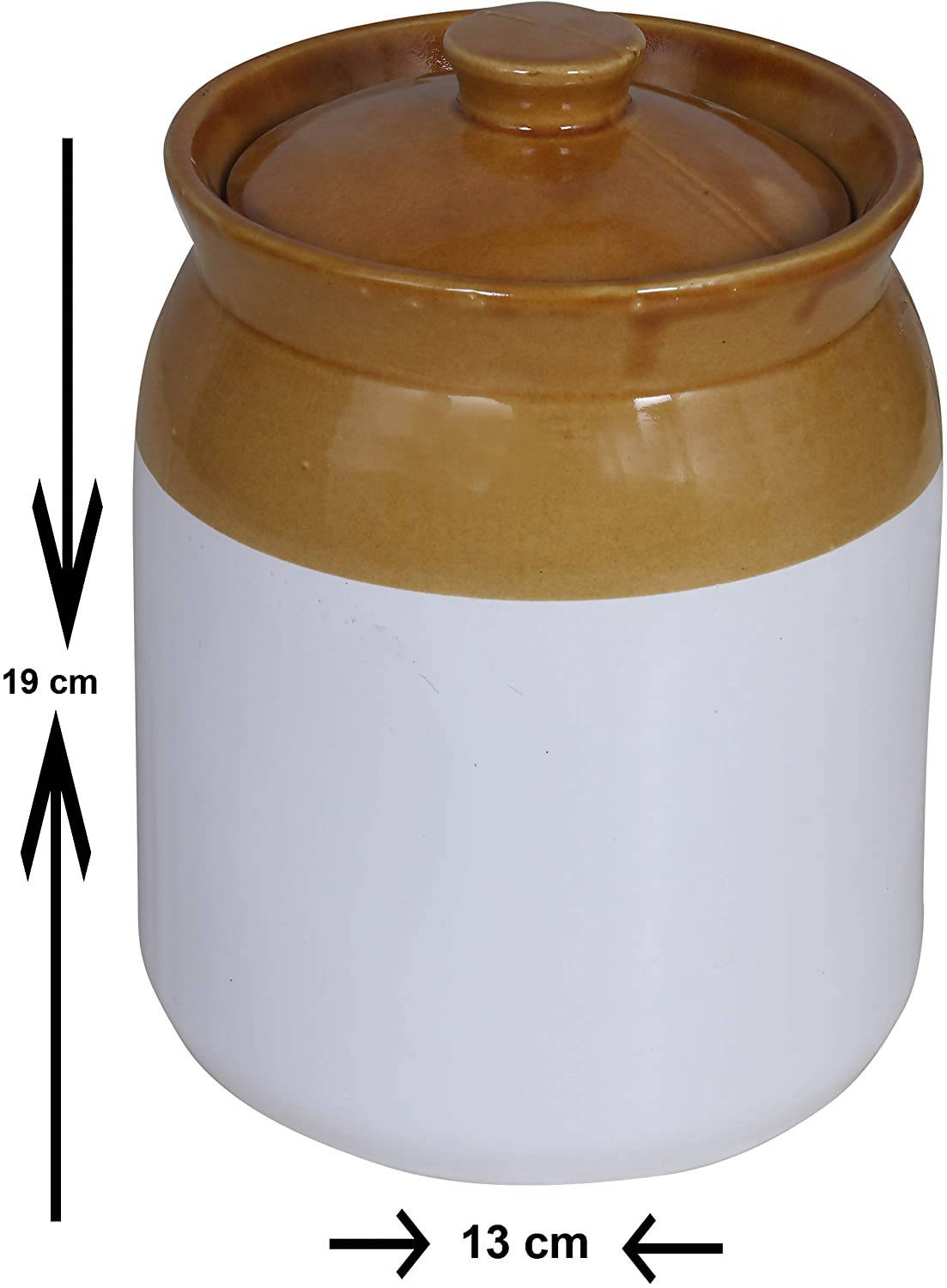 Raj Royal Cream Pottery Hand Painted Ceramic Cornichon Storage Jar for Pickle | Grocsy