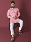 Anaita Pink Solid Soft Jacquard Silk Straight Kurta | Grocsy