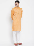 Even Apparels Yellow Rayon Men's Kurta With Band Collar | Grocsy