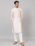 Coral Charm Traditional Embroidered Silk Kurta by Hilo Design | Grocsy