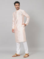 Coral Charm Traditional Embroidered Silk Kurta by Hilo Design | Grocsy