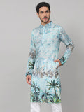 Palm Trees Print Silk Kurta by Hilo Design | Grocsy