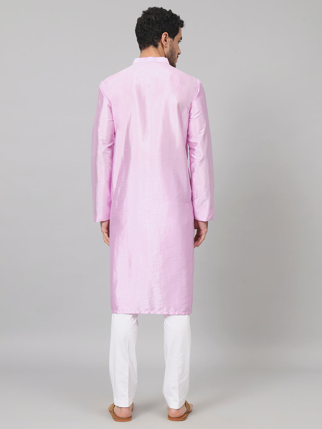 Orchid Embroidered Silk Kurta by Hilo Design | Grocsy