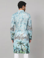 Palm Trees Print Silk Kurta by Hilo Design | Grocsy