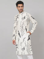 Feathered Birds Print Cotton Kurta by Hilo Design | Grocsy
