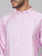 Orchid Embroidered Silk Kurta by Hilo Design | Grocsy