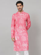 Botanical Architecture Traditional Printed Silk Kurta by Hilo Design | Grocsy