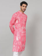 Botanical Architecture Traditional Printed Silk Kurta by Hilo Design | Grocsy