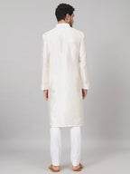 Contours Patels Embroidered Silk Kurta by Hilo Design | Grocsy