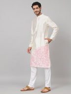 Contours Patels Embroidered Silk Kurta by Hilo Design | Grocsy