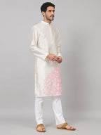 Contours Patels Embroidered Silk Kurta by Hilo Design | Grocsy