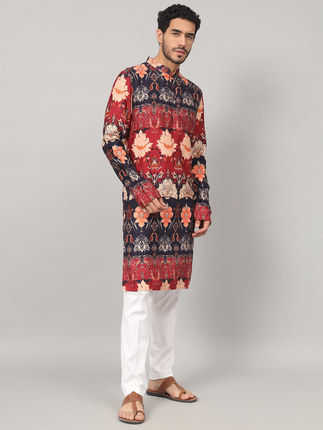 Blossom Print Cotton Kurta by Hilo Design | Grocsy