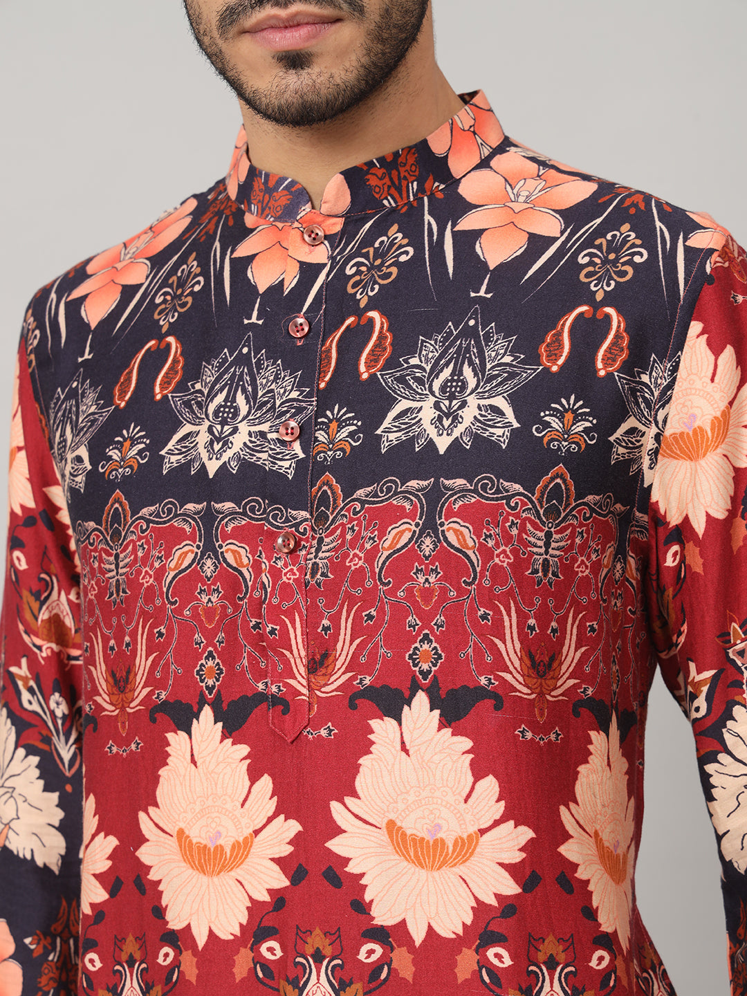 Blossom Print Cotton Kurta by Hilo Design | Grocsy