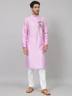 Silk Embroidered Kurta With Twilight Threads by Hilo Design | Grocsy