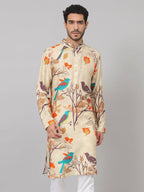 Serenity Bird Themed Print Cotton Kurta by Hilo Design | Grocsy