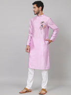 Silk Embroidered Kurta With Twilight Threads by Hilo Design | Grocsy
