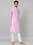 Silk Embroidered Kurta With Twilight Threads by Hilo Design | Grocsy