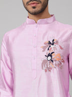 Silk Embroidered Kurta With Twilight Threads by Hilo Design | Grocsy