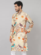 Serenity Bird Themed Print Cotton Kurta by Hilo Design | Grocsy
