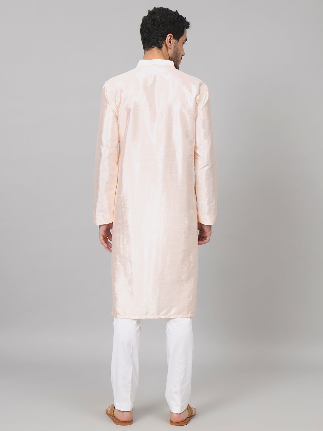 Coral Charm Traditional Embroidered Silk Kurta by Hilo Design | Grocsy